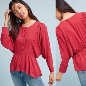 Anthropologie Maeve polka dot peplum blouse medium
